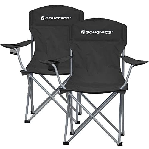 SONGMICS 2 Foldbare Campingstole, Komfortable, Kraftig Struktur, Udendørsstole, Sort