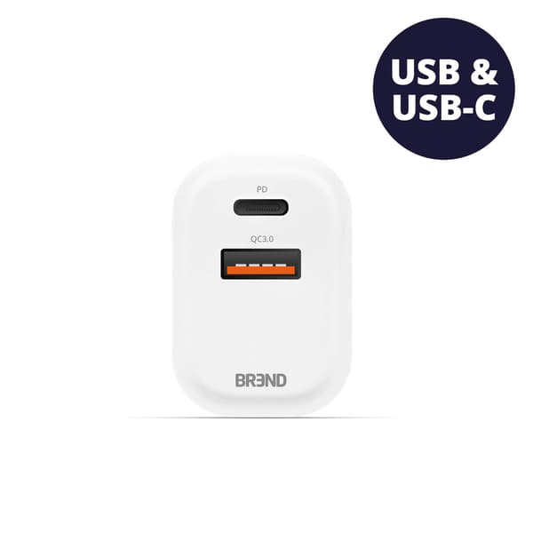 BREND BR-2212 Oplader - Opladningsadapter - USB og USB-C Tilslutning