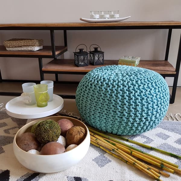 Neulottu rahi pouf Ø 45 cm istuinpalli karkea