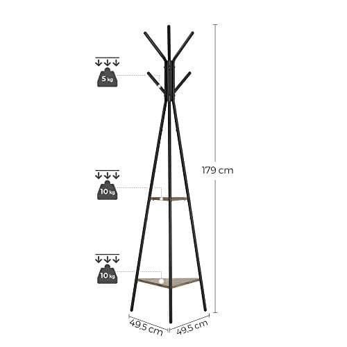 Vasagle Rack Stand, Coat Tree, Hall Tree Fritstående, greige og sort