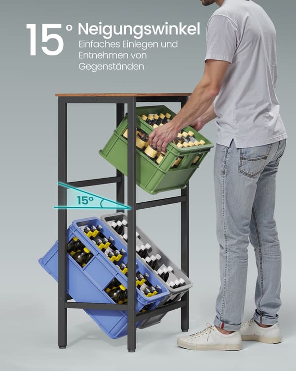 Drikkekassestativ med 2 niveauer og 4 kasser