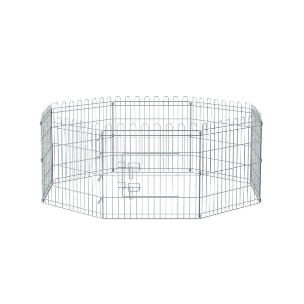 FEANDREA Puppy Run, Playpen, Rabbit Foldable Run for Dogs Silver