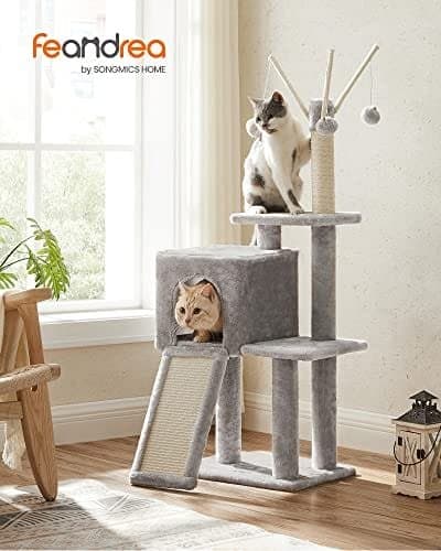 Feandrea Cat Tree, Cat Tower för innekatter, kattungar, ljusgrå