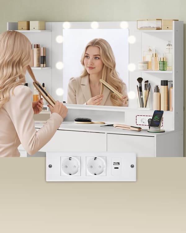 Toiletbord med spejl og LED-lys