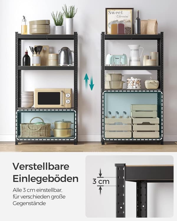 Robust reol, sæt med 2, kælderreol, 40 x 80 x 160 cm, sort