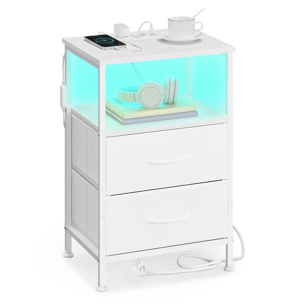 Nattebord med ladestation, sidebord med LED-belysning