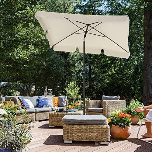 SONGMICS rektangulær altanparasol 2 x 1,25 m, UPF 50+ beskyttelse, beige