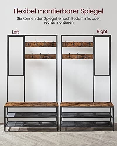 Vasagle knagerækkestativ, industriel, rustik brun og sort