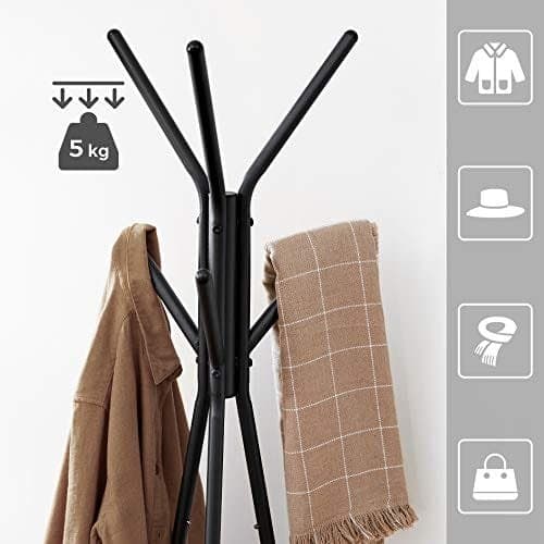 Vasagle Rack Stativ, Coat Tree, Hall Tree Fristående, greige och svart