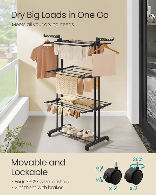 Tørrestativ med 4 niveauer, foldbar