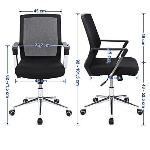 Kontorsstol Stor sittyta 48 cm bredd och 50 cm djup