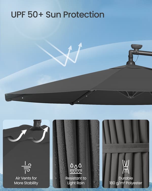 Haveparasol med solcelledrevne LED-lys, 3 m