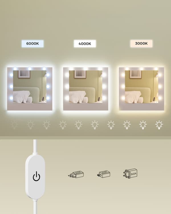 Meikkipöytä peilillä ja LED-valoilla