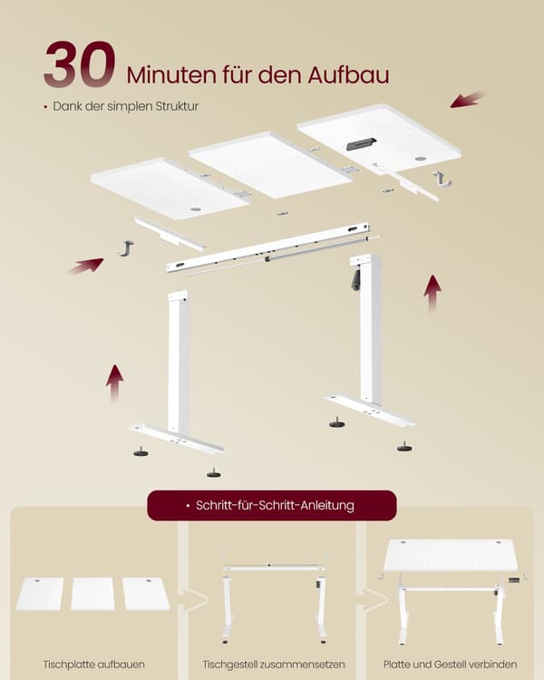 Stående skrivebord, højdejusterbart computerbord 120 x 60 cm