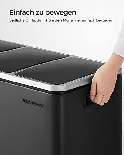Skraldespand med 3 rum 3 × 18 L - sort