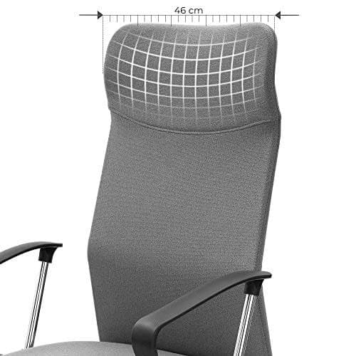 SONGMICS Kontorsstol, ergonomisk snurrstol Vadderad sits, grå