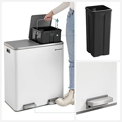Songmics dubbel soptunna, 2 X 30 L Dual Compment Kit