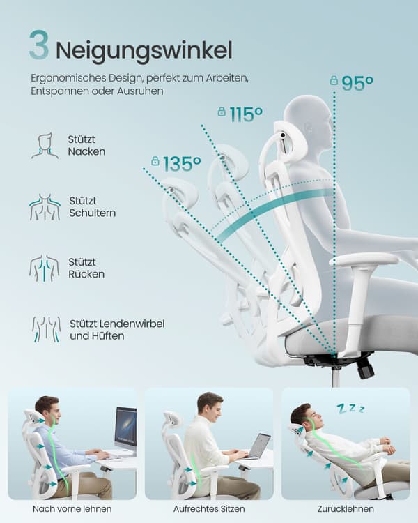 Ergonomisk kontorsstol, skrivbordsstol, datorstol