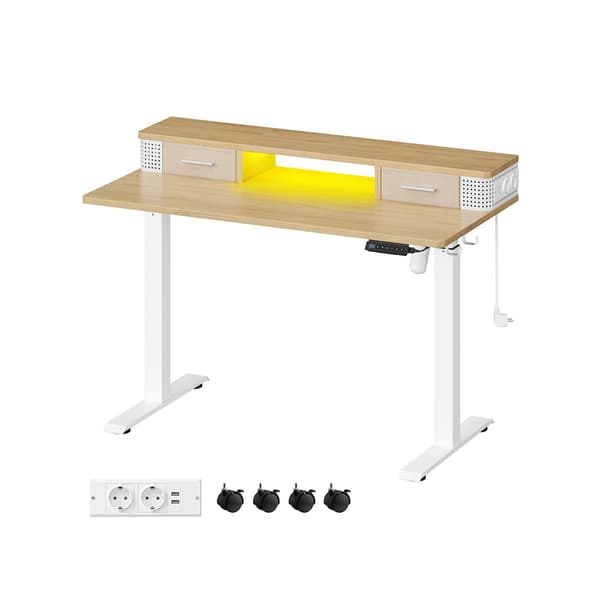 Elektriskt skrivbord, höjdjusterbart, spånskiva, stål, 160 cm