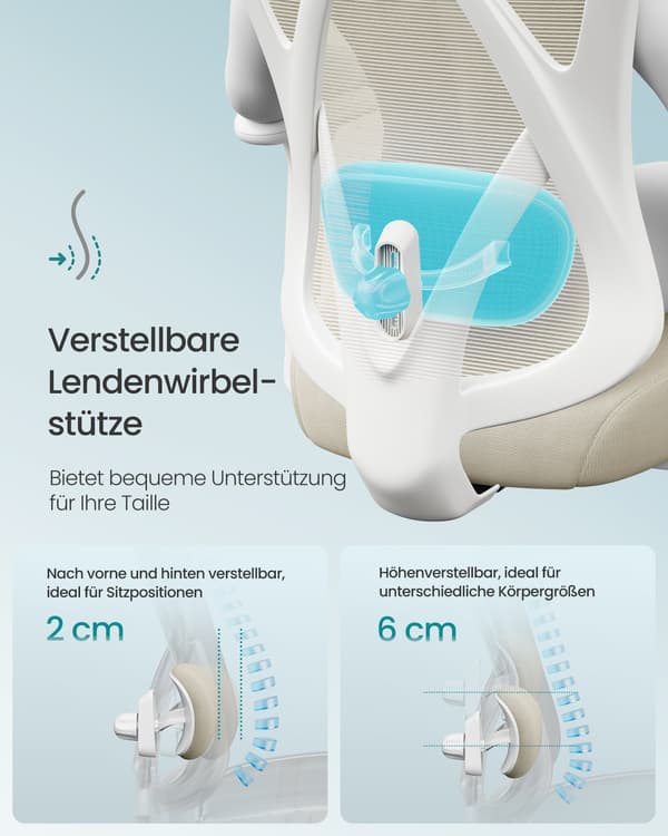 Ergonomisk netstol, kontorstol, skrivebordsstol, Cappuccino Beige