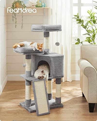 Cat Tree, Cat Condo 115 Cm, Skrapramp, Ljusgrå