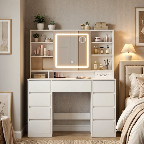 Sminkebord med spejl og LED-lys
