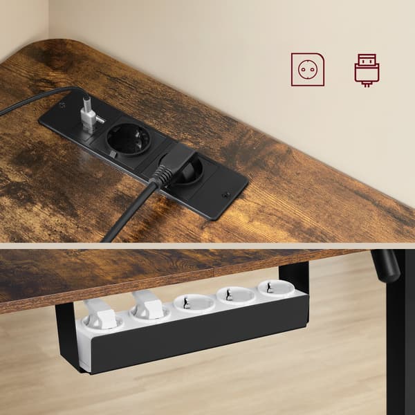 VASAGLE LSD021B01 Height Adjustable Electric Desk Frame, Desk Stand, No Table Top, with 2 Hooks, Memory Function with 3 Heights, Steel, Ink Black