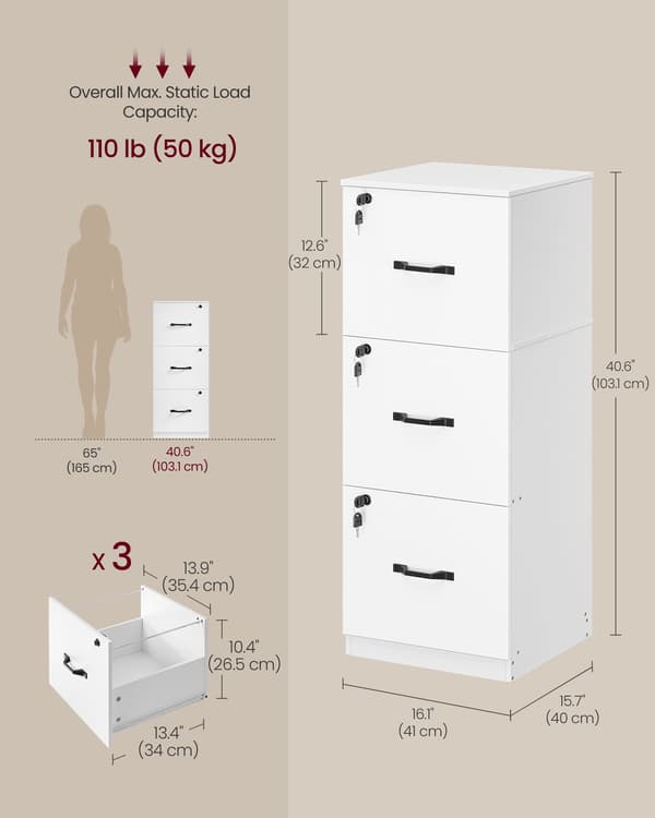 Arkivskab, printerstativ, med 3 aflåselige skuffer,