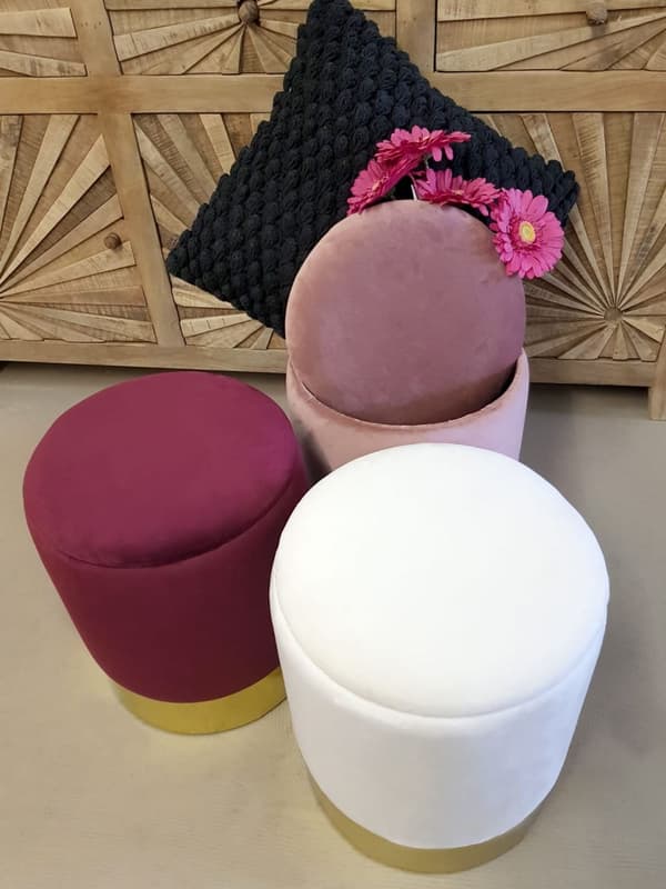 Samettijakkara Decoration Stool säilytystilalla