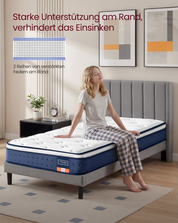 90 x 200 x 20 cm Medium Fast Gel memory foam, Pocket Spring Madras