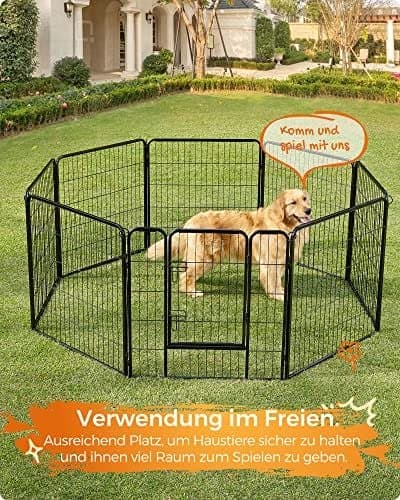Feandrea 8-panel kravlegård, jernbur, Heavy Duty Pet, 77x80 cm, sort