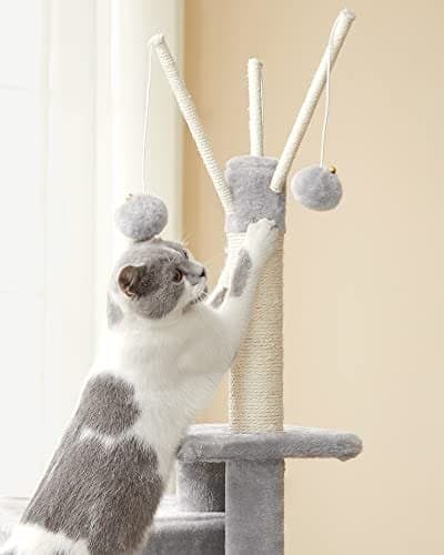 Feandrea Cat Tree, Cat Tower för innekatter, kattungar, ljusgrå