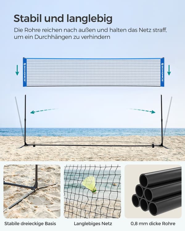 Badmintonnät 4m Bärbart med Stativ