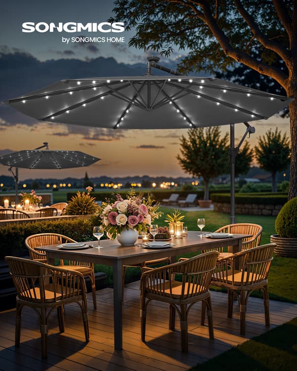 Haveparasol med solcelledrevne LED-lys, 3 m