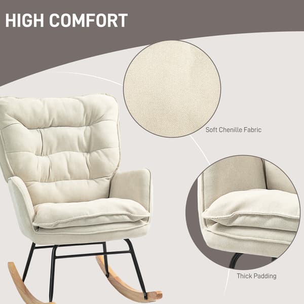 HOMCOM Gungstol med chenille-look för sovrummet Beige