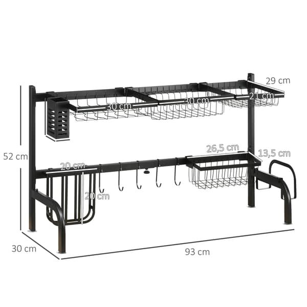 HOMCOM Diskställ 2-vånings diskställ 51-93 cm diskställ