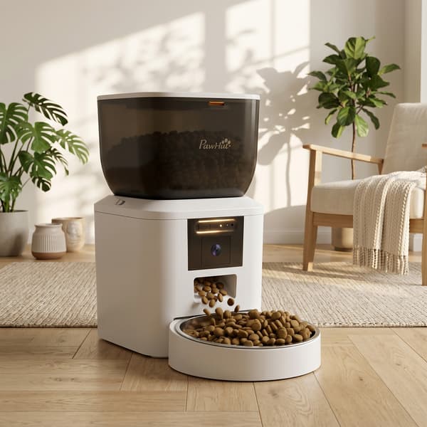 PawHut Foderautomat Katt, 2,4G WiFi 4L Kattfoderautomat med App