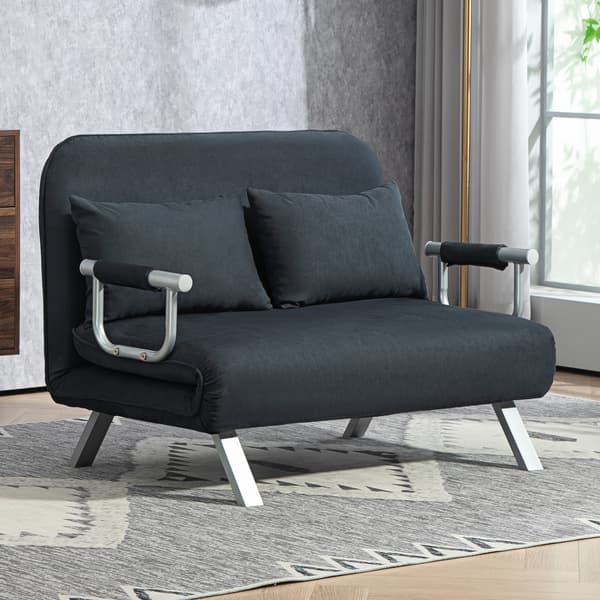 HOMCOM 2-sits soffa med sovfunktion bäddsoffa med justerbart ryggstöd