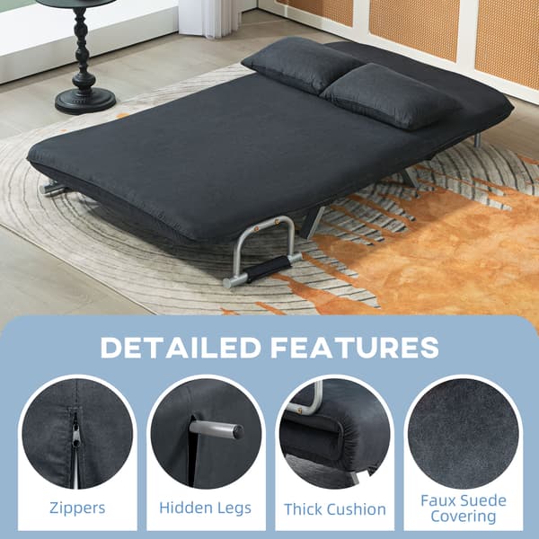 HOMCOM 2-sits soffa med sovfunktion bäddsoffa med justerbart ryggstöd