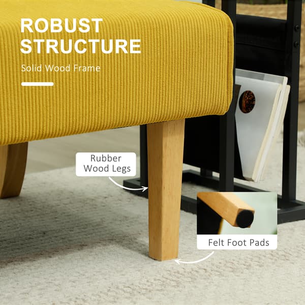 HOMCOM 2-sits soffa, soffa med manchesterlook, träben för sovrum, gul