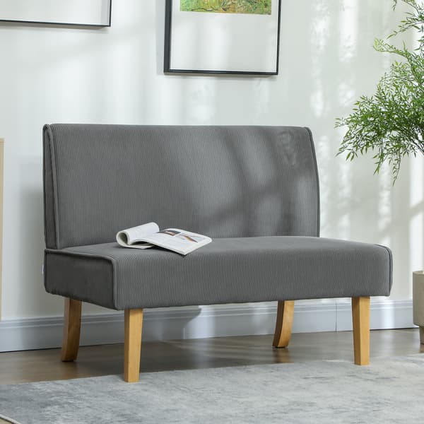 HOMCOM 2-sits soffa, soffa med manchesterlook, träben för sovrum, grå