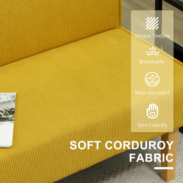 HOMCOM 2-sits soffa, soffa med manchesterlook, träben för sovrum, gul