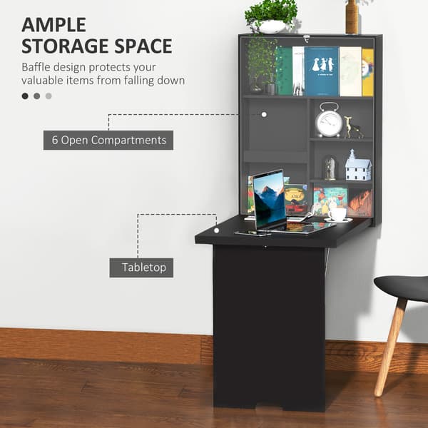 HOMCOM Väggbord Fällbart Väggfällbord Fällbart Skrivbord Datorbord
