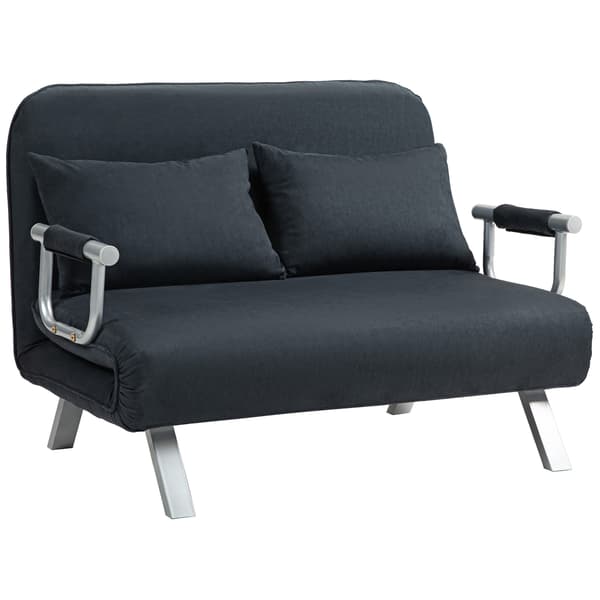 HOMCOM 2-sits soffa med sovfunktion bäddsoffa med justerbart ryggstöd