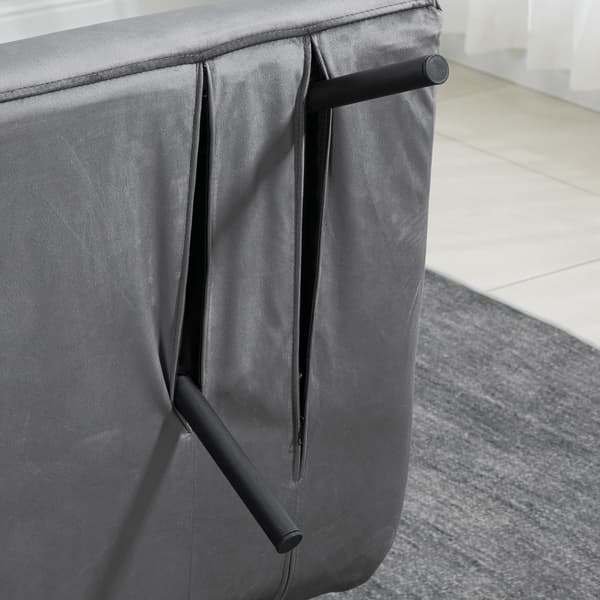 HOMCOM Bäddsoffa, tvåsitsig med bäddfunktion, bäddsoffa med sammetslook grå