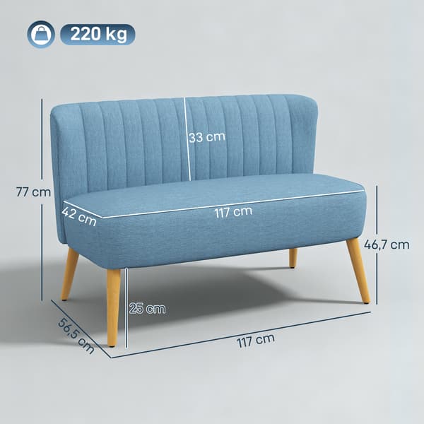 HOMCOM Soffa 2-sits Soffa Tygsoffa Sittmöbler Klädd Soffa Loungesoffa Blå