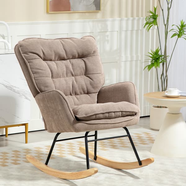 HOMCOM Gungstol med chenille-look för sovrummet, brun