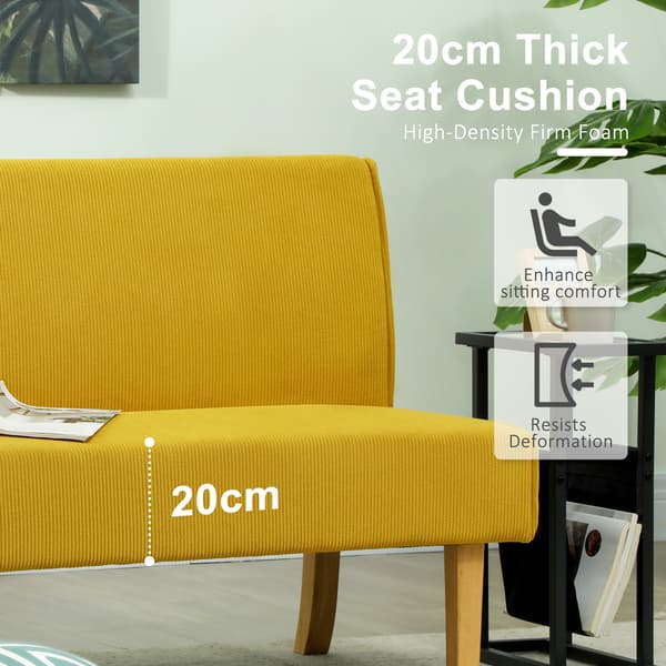 HOMCOM 2-sits soffa, soffa med manchesterlook, träben för sovrum, gul