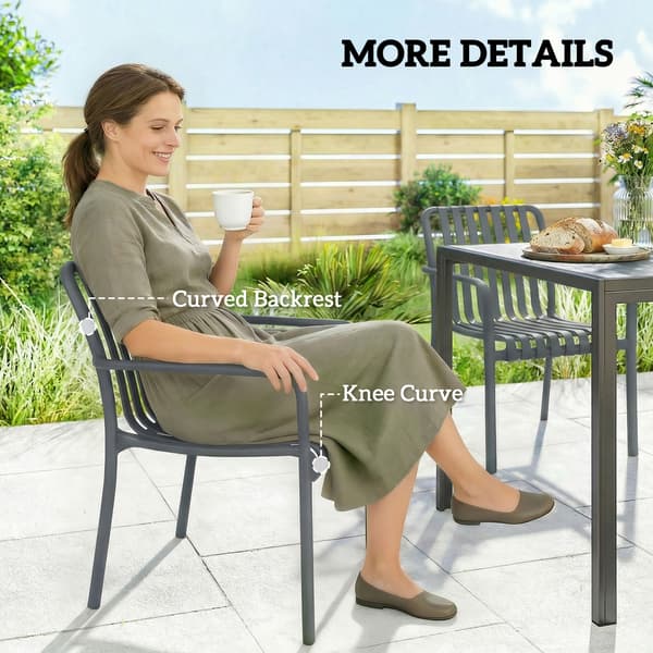 Outsunny Trädgårdsstolar 4-pack Stapelbara Utestolar med Lamelldesign