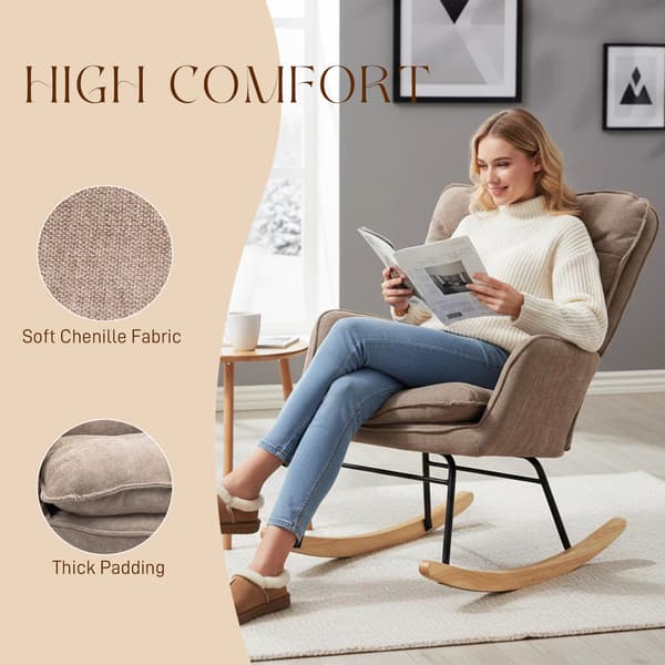 HOMCOM Gungstol med chenille-look för sovrummet, brun